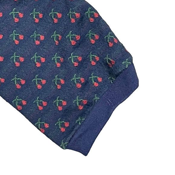 Madewell Cherry Jacquard Boxy Cropped Tee Shirt Navy Blue Women's Size XS - Picture 4 of 9